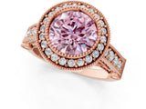 Rose gold Fancy Pink Round Cut Halo Diamond Split Shank Pave Ring_1