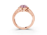 Rose gold Fancy Pink Round Cut Halo Diamond Split Shank Ring with Prong Setting_3