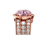 Rose gold Fancy Pink Round Cut Halo Diamond Split Shank Ring with Prong Setting_5