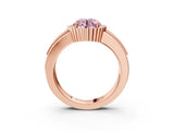 Rose gold Fancy Pink Round  Cut Halo Pave Band Four-Prong Ring_37