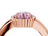 Rose gold Fancy Pink Round  Cut Halo Pave Band Four-Prong Ring_38