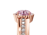 Rose gold Fancy Pink Round  Cut Halo Pave Band Four-Prong Ring_39
