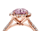 Rose gold Fancy Pink Round  Cut Halo Pave Band Four-Prong Setting Ring_4