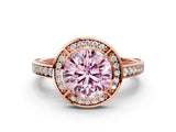 Rose gold Fancy Pink Round  Cut Halo Pave Split Shank Prong Setting Ring_31