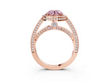 Rose gold Fancy Pink Round  Cut Halo Pave Split Shank Prong Setting Ring_34