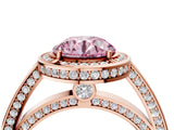 Rose gold Fancy Pink Round  Cut Halo Pave Split Shank Prong Setting Ring_35