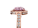 Rose gold Fancy Pink Round  Cut Halo Pave Split Shank Prong Setting Ring_36