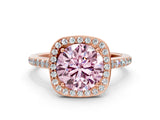 Rose gold Fancy Pink Round Cut Halo Round Diamond Pavé Band with Four-Prong Setting_3