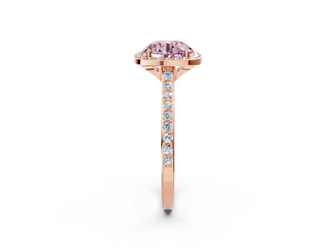 Rose gold Fancy Pink Round Cut Halo Round Diamond Pavé Band with Four-Prong Setting_5