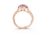 Rose gold Fancy Pink Round Cut Halo Round Diamond Pavé Band with Four-Prong Setting_6