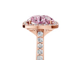 Rose gold Fancy Pink Round Cut Halo Round Diamond Pavé Band with Four-Prong Setting_8