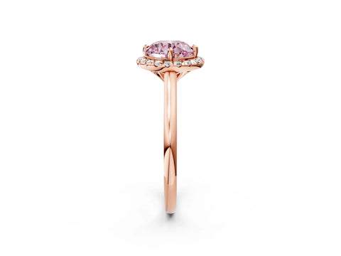 Rose gold Fancy Pink Round Cut Halo Round Diamond Solitaire Engagement Ring with Pave Band and Four-Prong Setting_14