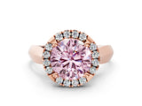 Rose gold Fancy Pink Round  Cut Halo Solitaire Engagement Ring with Square Band and Four-Prong Setting_66