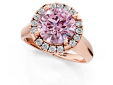 Rose gold Fancy Pink Round  Cut Halo Solitaire Engagement Ring with Square Band and Four-Prong Setting_67