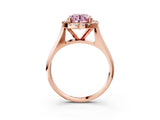 Rose gold Fancy Pink Round  Cut Halo Solitaire Engagement Ring with Square Band and Four-Prong Setting_81