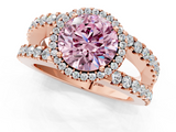 Rose gold Fancy Pink Round  Cut Halo Split Shank Diamond Ring with Four-Prong Setting_1