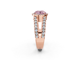Rose gold Fancy Pink Round  Cut Halo Split Shank Diamond Ring with Four-Prong Setting_2