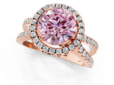 Rose gold Fancy Pink Round  Cut Halo Split Shank Pave Set Ring_1