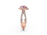 Rose gold Fancy Pink Round  Cut Halo Split Shank Pave Set Ring_2
