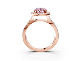 Rose gold Fancy Pink Round  Cut Halo Split Shank Pave Set Ring_3