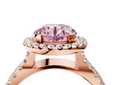 Rose gold Fancy Pink Round  Cut Halo Split Shank Pave Set Ring_4