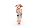 Rose gold Fancy Pink Round  Cut Halo Split Shank Prong Setting Ring_14
