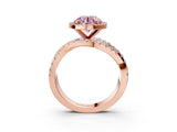 Rose gold Fancy Pink Round  Cut Halo Split Shank Prong Setting Ring_15