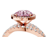 Rose gold Fancy Pink Round  Cut Halo Split Shank Prong Setting Ring_16