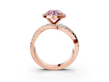 Rose gold Fancy Pink Round  Cut Halo Split Shank Prong Setting Ring_3
