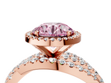Rose gold Fancy Pink Round  Cut Halo Split Shank Prong Setting Ring_4