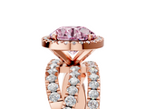 Rose gold Fancy Pink Round  Cut Halo Split Shank Prong Setting Ring_5