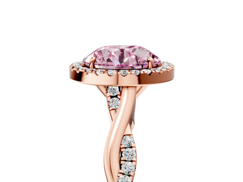 Rose gold Fancy Pink Round Cut Halo Twist Band with Four-Prong Setting_5