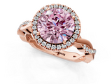 Rose gold Fancy Pink Round  Cut Halo Twisted Band Four-Prong Ring_1