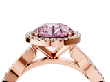 Rose gold Fancy Pink Round  Cut Halo Twisted Band Four-Prong Ring_4