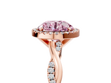 Rose gold Fancy Pink Round  Cut Halo Twisted Band Four-Prong Ring_5