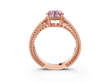 Rose gold Fancy Pink Round  Cut Milgrain Channel Set Engagement Ring with Solitaire Prong Setting_3