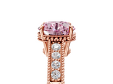 Rose gold Fancy Pink Round  Cut Milgrain Channel Set Engagement Ring with Solitaire Prong Setting_5