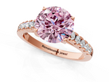 Rose gold Fancy Pink Round  Cut Pavé Band Solitaire Ring with Four-Prong Setting_1