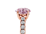 Rose gold Fancy Pink Round  Cut Pavé Band Solitaire Ring with Four-Prong Setting_5