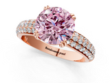 Rose gold Fancy Pink Round  Cut Pave Diamond Engagement Ring with Channel Set Band and Four-Prong Setting_1