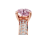 Rose gold Fancy Pink Round  Cut Pave Diamond Engagement Ring with Channel Set Band and Four-Prong Setting_5
