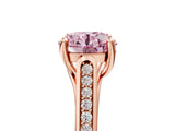 Rose gold Fancy Pink Round Cut Solitaire Cathedral Diamond Engagement Ring with Channel-Set Band and Four-Prong Setting_8