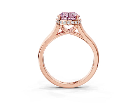 Rose gold Fancy Pink Round Cut Solitaire Diamond Engagement Ring with Four-Prong Setting and Tapered Band_3