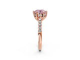 Rose gold Fancy Pink Round Cut Solitaire Diamond Engagement Ring with Pavé Band and Six-Prong Setting_2