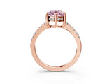 Rose gold Fancy Pink Round Cut Solitaire Diamond Engagement Ring with Pavé Band and Six-Prong Setting_3