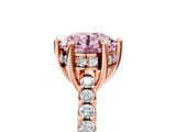 Rose gold Fancy Pink Round Cut Solitaire Diamond Engagement Ring with Pavé Band and Six-Prong Setting_5
