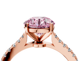 Rose gold Fancy Pink Round  Cut Solitaire Diamond Engagement Ring with Pave Band and Four-Prong Setting_4