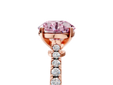 Rose gold Fancy Pink Round  Cut Solitaire Diamond Engagement Ring with Pave Band and Four-Prong Setting_5
