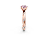Rose gold Fancy Pink Round Cut Solitaire Diamond Engagement Ring with Twisted Pave Band and Four-Prong Setting_5
