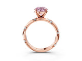 Rose gold Fancy Pink Round Cut Solitaire Diamond Engagement Ring with Twisted Pave Band and Four-Prong Setting_6